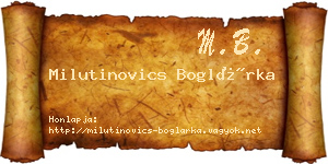 Milutinovics Boglárka névjegykártya